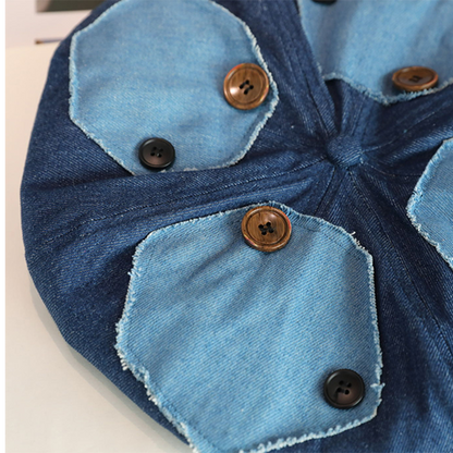 ボタン装飾デニムベレー帽　Z00418