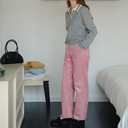 【2color】ワイドレッグコーデュロイパンツ X-509