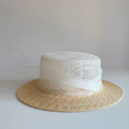 リボン装飾つば広ストローハット《Z00959》
