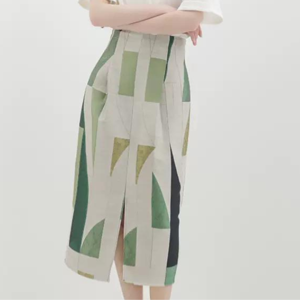 アーティスティックシルエットプリントスカート　AU-091