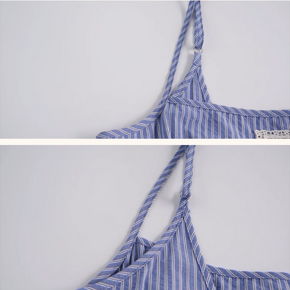 ブルーストライプロングキャミワンピース《Z01015》