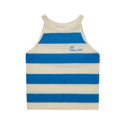 【2color】ホルターネックストライプニットトップ Z00310