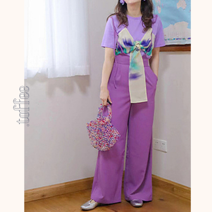 【3color】ハイウエストスリムサロペット　《Z00684》