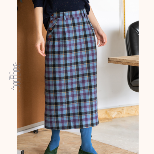 カラフルチェック柄ストレートスカート　《Z00648》