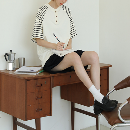 【2color】ラグランスリーブストライプTシャツ　Z00355