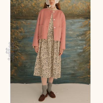 コーデュロイフローラルプリントノースリーブワンピース　Z00616