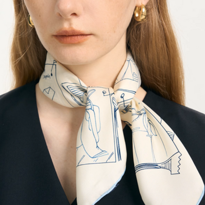 【2color】マルベリーシルクフレンチライクスカーフ《Z01023》