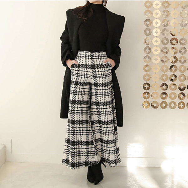 ワイドレッグチェックパンツ X-467