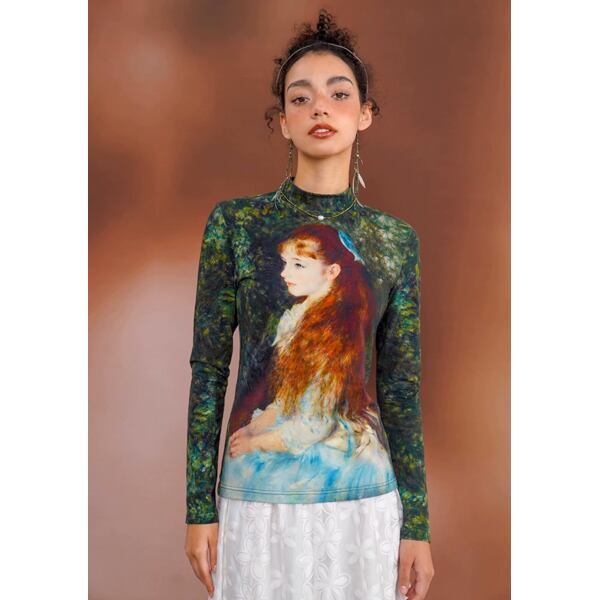 [名画を纏う]　スリムフィットアートカットソー "ルノワール" C0125