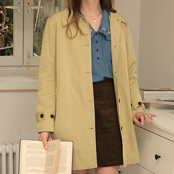 【2color】クラシカルミドル丈Aラインコート　《Z00749》