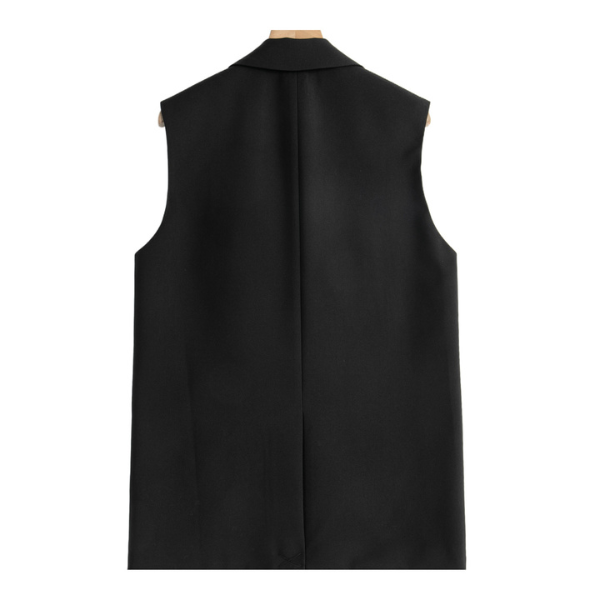 【2color】フラワーブローチ ダブルブレスト ベストジャケット X-427