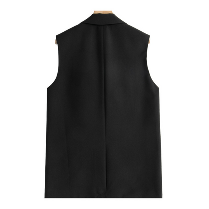 【2color】フラワーブローチ ダブルブレスト ベストジャケット X-427