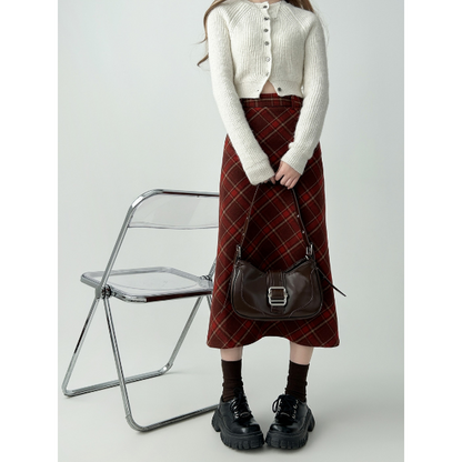 タータンチェックAラインロングスカート X-515