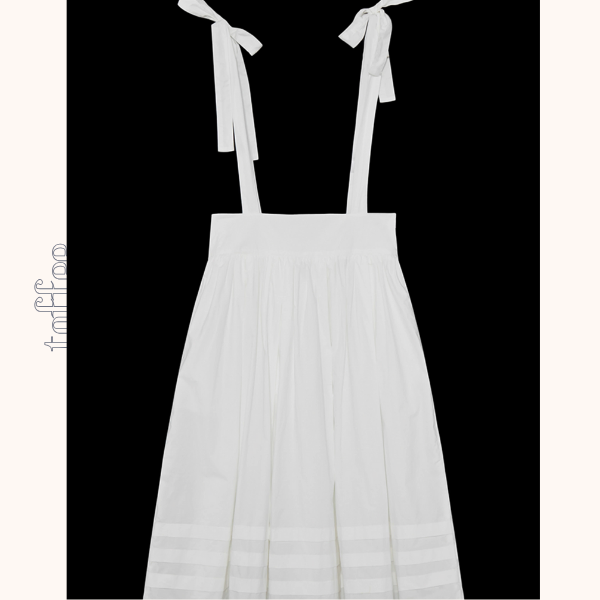 花刺繍ホワイトサスペンダースカート《Z01053》