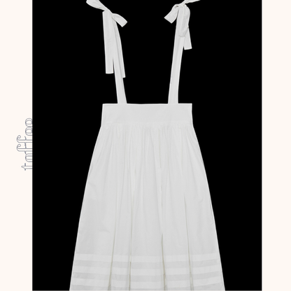 花刺繍ホワイトサスペンダースカート《Z01053》