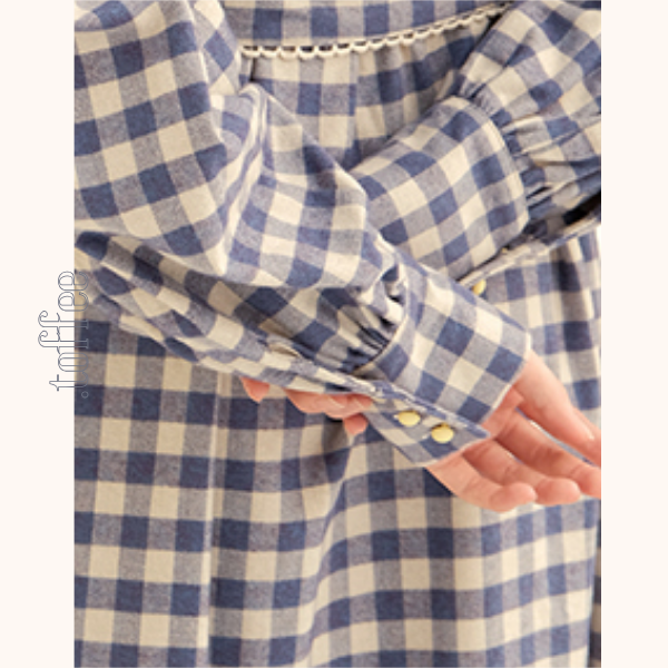 ギンガムチェックウエストリボンロングワンピース　《Z00757》