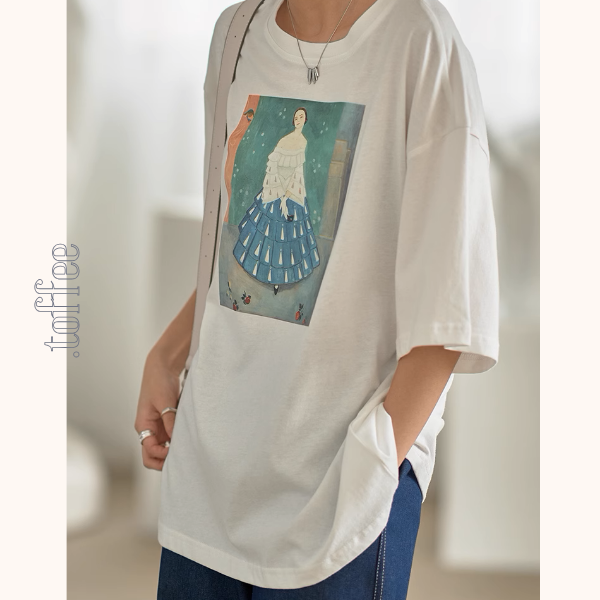 【8color】オーバーサイズドロップショルダープリントTシャツ《Z00994》