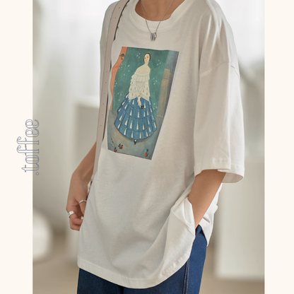 【8color】オーバーサイズドロップショルダープリントTシャツ《Z00994》