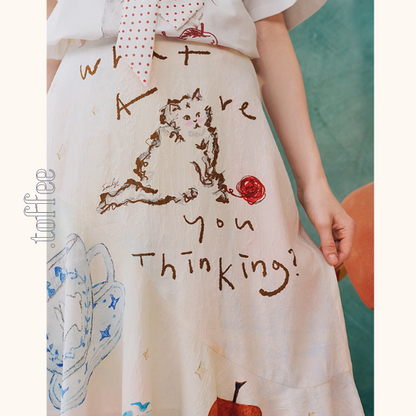 フリルヘムプリントスカート《Z00963》