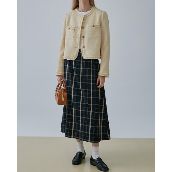 Aラインチェックスカート X-365