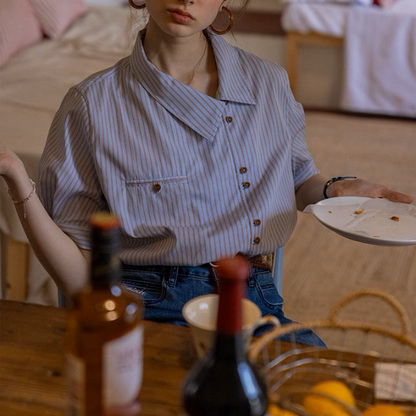 【2color】ストライプ柄ボックスシルエットシャツ《Z00854》