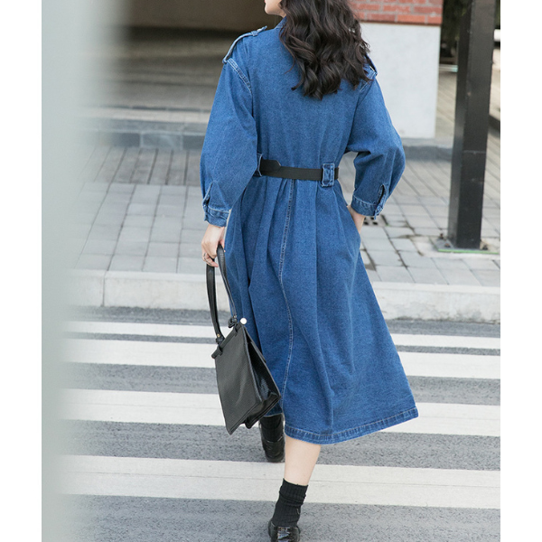 イレギュラーフラップデニムワンピース w-038