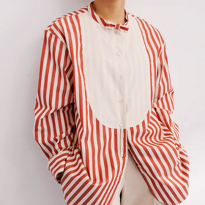 バンドカラーストライプロングシャツ《Z00897》