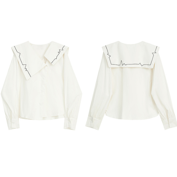 イレギュラーラペルネイビーライントップス X-258