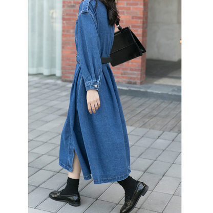 イレギュラーフラップデニムワンピース w-038