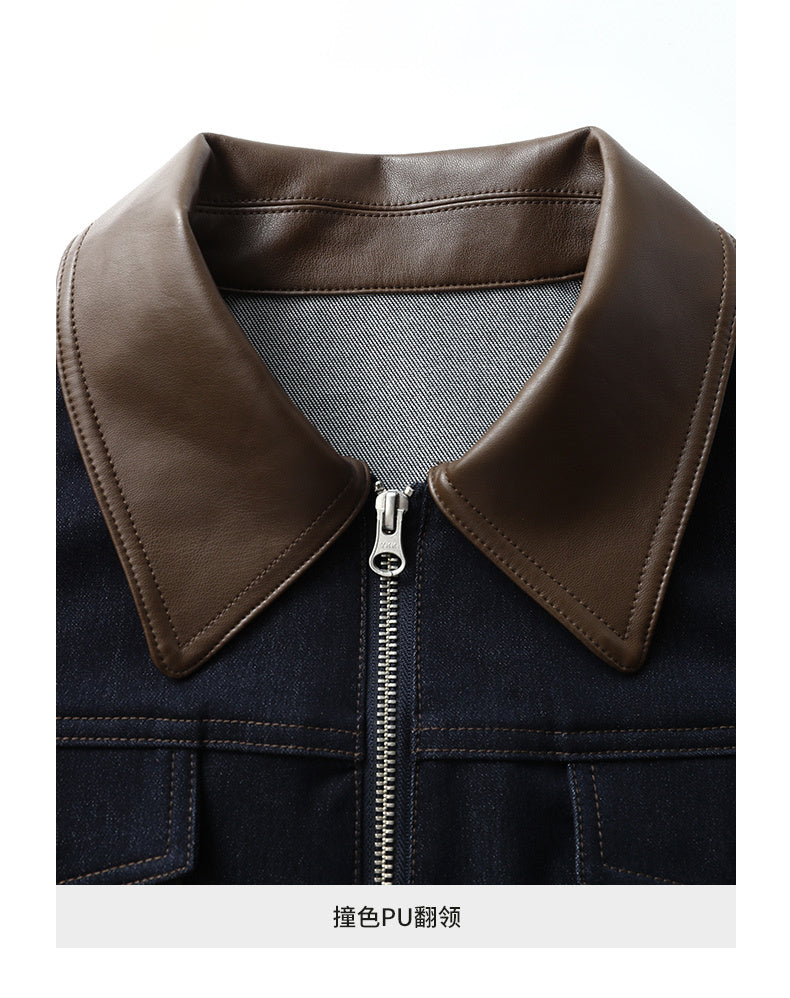 ジップジャケット＆フロントスリットロングスカートのデニムセットアップ　Z00475