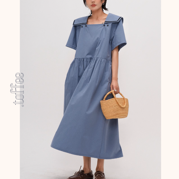 スクエアカラーオーバーサイズマキシワンピース《Z00940》