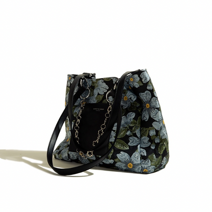 レトロフローラルプリントハンドバッグ AU-362