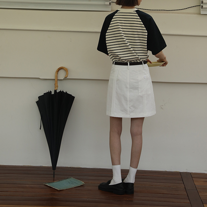 【2color】ラグランスリーブストライプTシャツ　Z00355