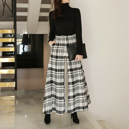 ワイドレッグチェックパンツ X-467