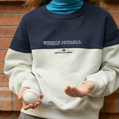 【2color】レター刺繍バイカラースウェット　Z00554