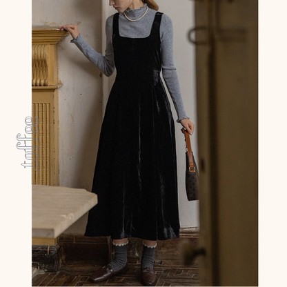 【2color】スクエアネックノースリーブロングワンピース《Z00853》