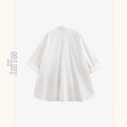 フラワー刺繍オーバーサイズシャツ＆Aラインミモレ丈スカートセットアップ《Z00927》