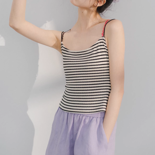 【2color】バッククロスストライプキャミソール《Z01070》
