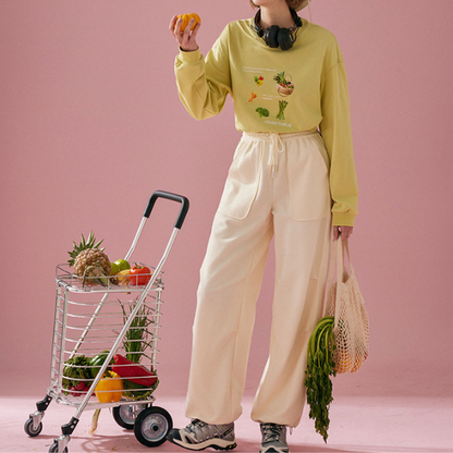 【2color】ベジタブルプリント入りロングTシャツ Z00128