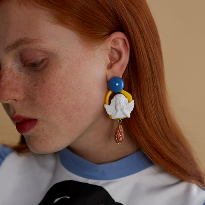 【2pattern】エンジェルモチーフドロップイヤーアクセサリー　《Z00797》