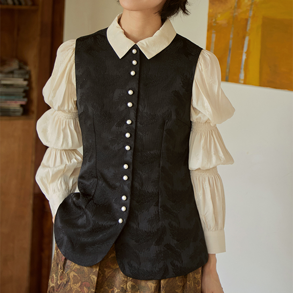 ダマスク柄織りミディアムジレ　《Z00812》