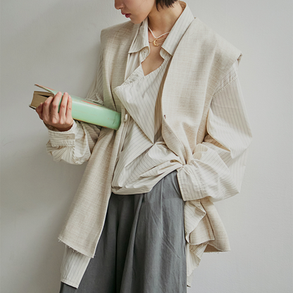 ストライプ柄オーバーサイズ2wayシャツ　《Z00811》