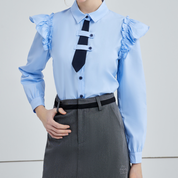 ショートネクタイフリルショルダーシャツ w-154