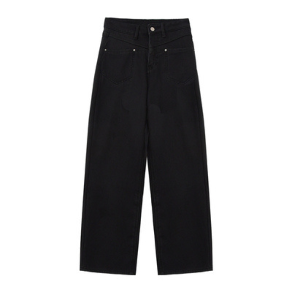 【2color】ハイウエストカジュアルストレートジーンズ X-482