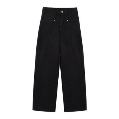 【2color】ハイウエストカジュアルストレートジーンズ X-482