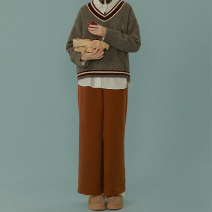 【2color】フレンチハイウエストワイドレッグパンツ Z00044