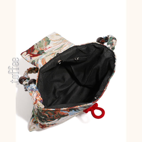 レトロな油絵ショルダーバッグ　Z00391