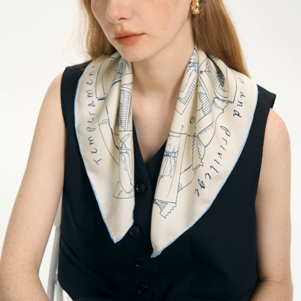 【2color】マルベリーシルクフレンチライクスカーフ《Z01023》