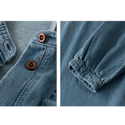 ラウンドネックデニムシャツ Z00097