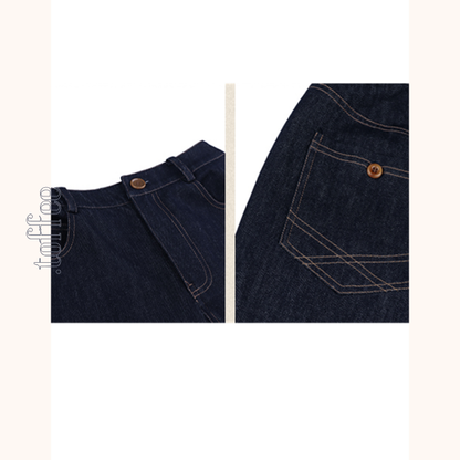 サイド刺繍ストレートデニムパンツ　Z00561